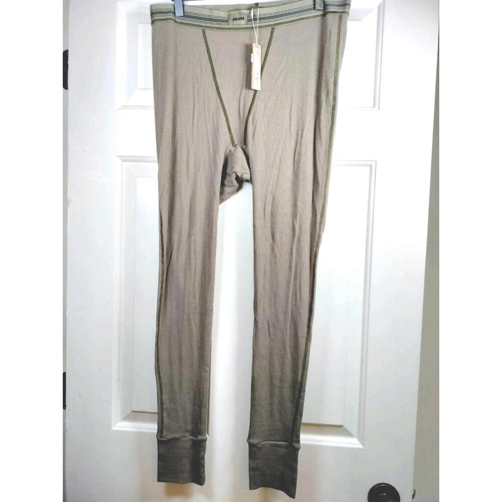 NWT SKIMS Cotton‎ Rib Legging Army Green Ribbed High-Waist Pants XL BO-LEG-3948